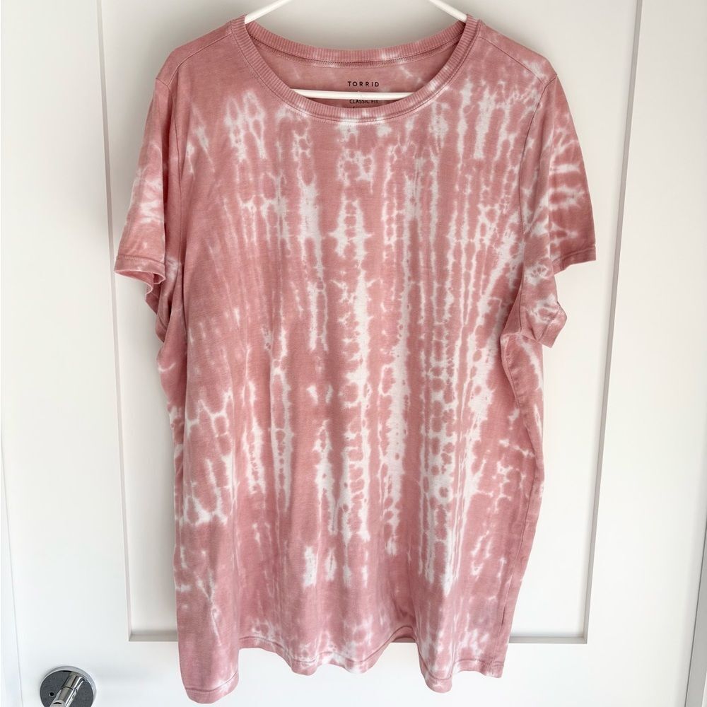 Torrid Pink Tie Dye T-Shirt Classic Fit Short Sleeve Cotton Blend Size 3x